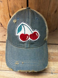 CHERRIES Distressed Tan Mesh Snapback Baseball Cap - Wild Oak & Wire