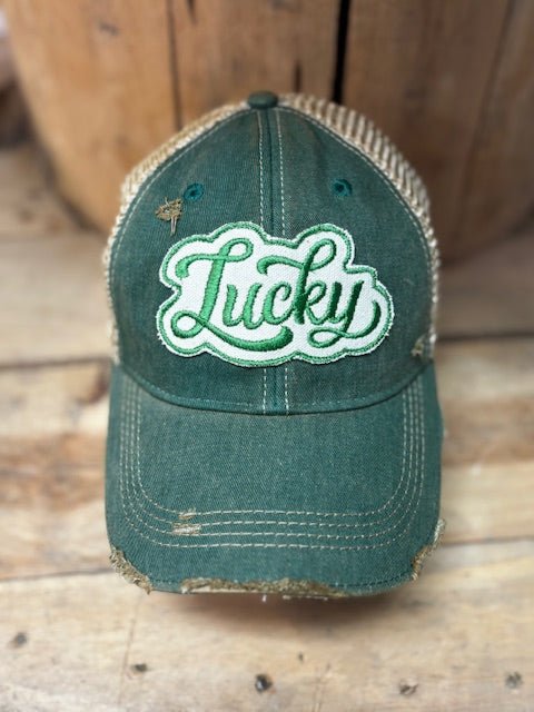 Lucky Distressed Mesh Snapback Baseball Cap - Wild Oak & Wire
