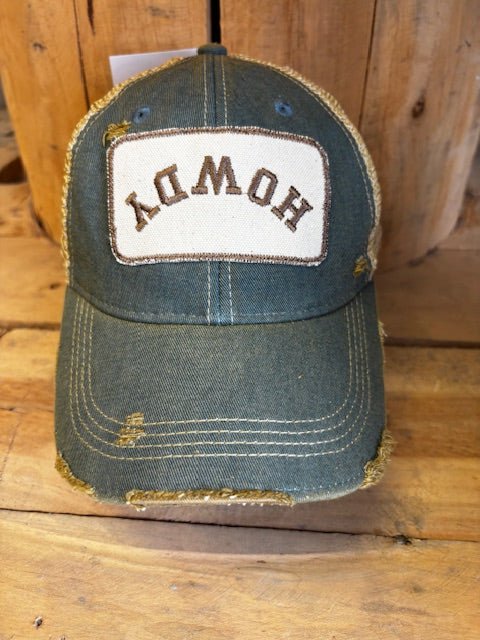 Upside Down HOWDY Distressed Mesh Snapback Baseball Cap - Wild Oak & Wire