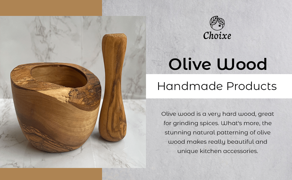 Olive Wood Rustic Mortar and Pestle - Wild Oak & Wire