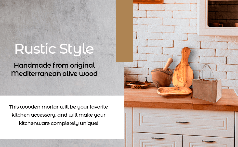 Olive Wood Rustic Mortar and Pestle - Wild Oak & Wire