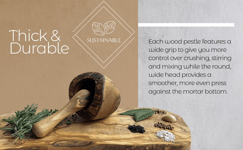 Olive Wood Rustic Mortar and Pestle - Wild Oak & Wire
