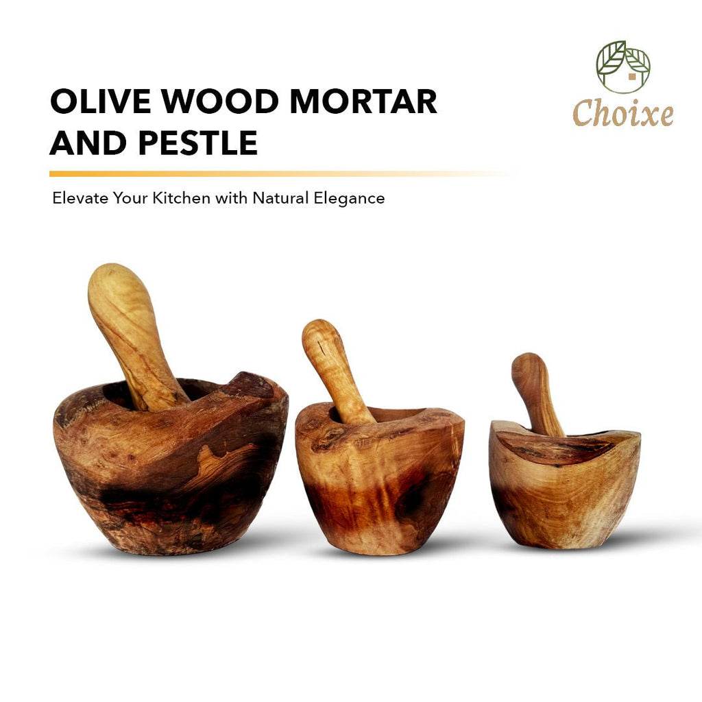 Olive Wood Rustic Mortar and Pestle - Wild Oak & Wire
