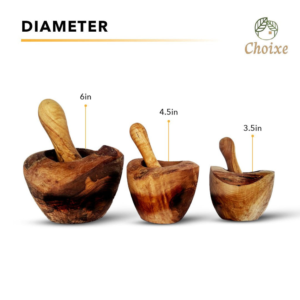 Olive Wood Rustic Mortar and Pestle - Wild Oak & Wire