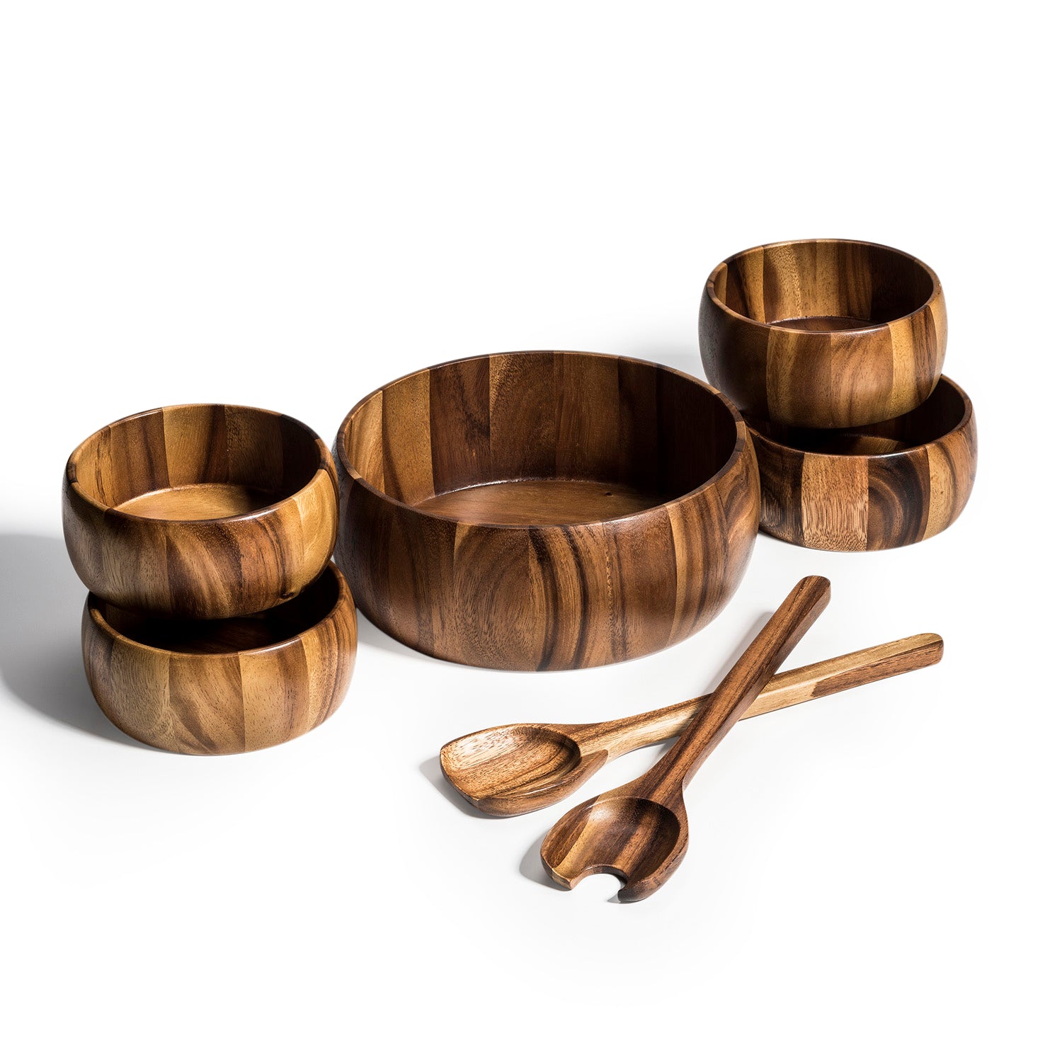 Dragor 7 Piece - Large Salad Bowl with Servers and 4 Individuals - Wild Oak & Wire